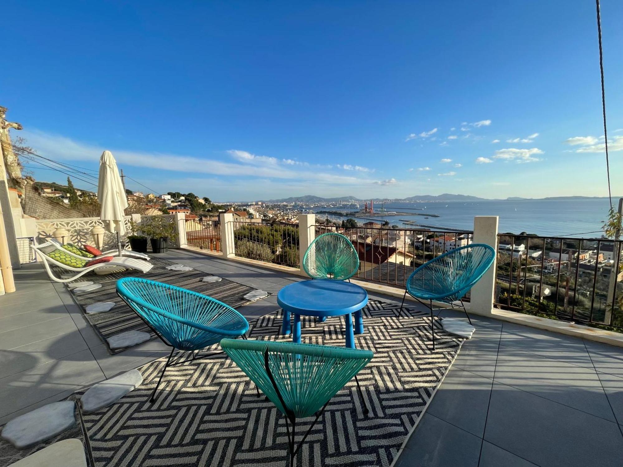 Superbe Terrasse Avec Vue Panoramique Sur La Mer 马赛 外观 照片